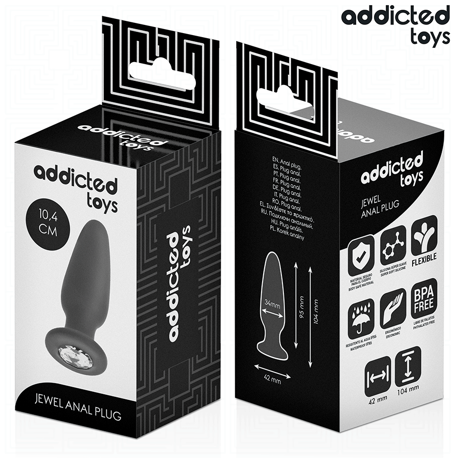 Plug anal orné d'un bijou taille M 10,4 cm — ADDICTED TOYS