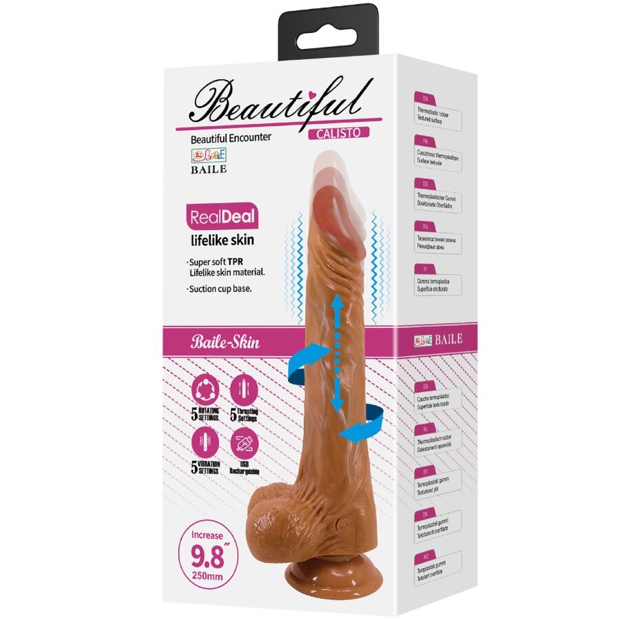 Gode réaliste vibrant et rotatif Calisto 24 cm — BAILE VIBRATORS
