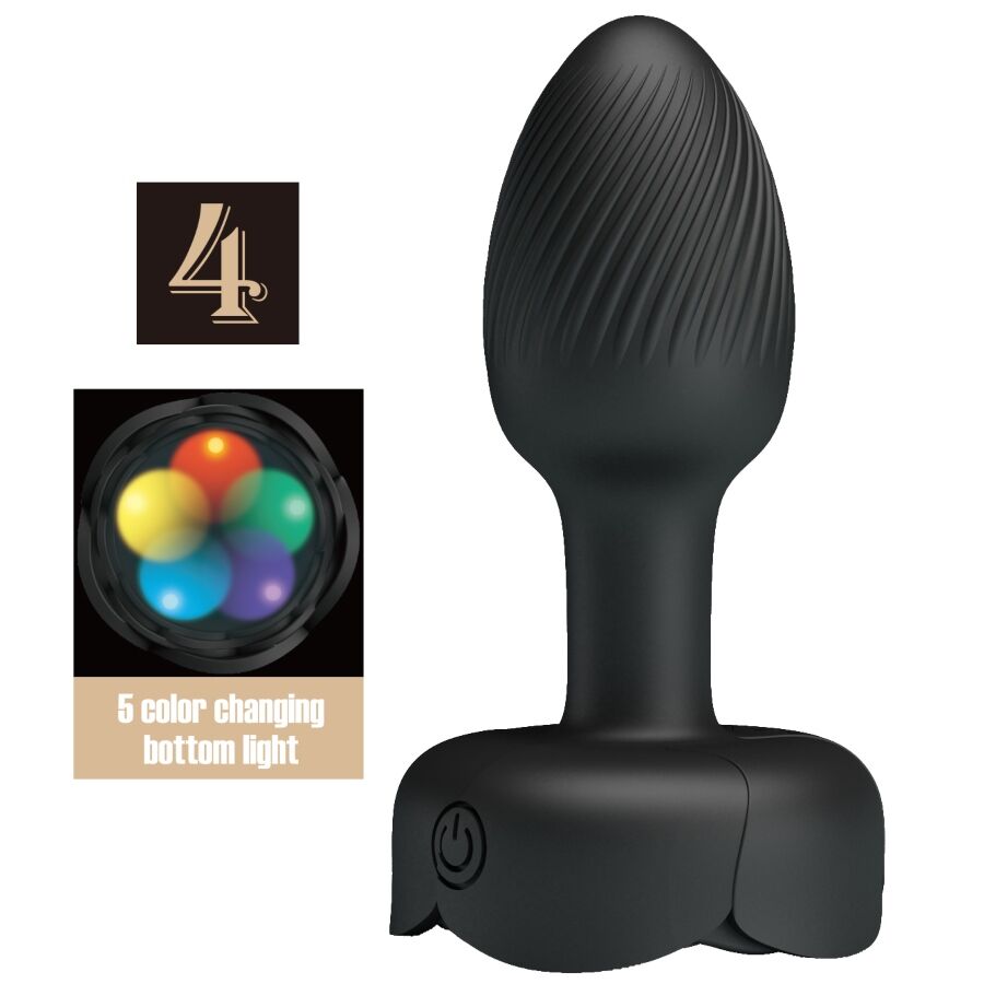 Plug anal lumineux LED noir 8,8 cm — PRETTY LOVE