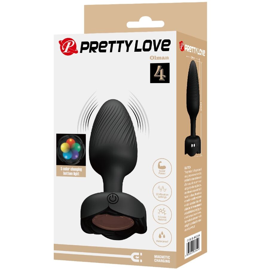 Plug anal lumineux LED noir 8,8 cm — PRETTY LOVE