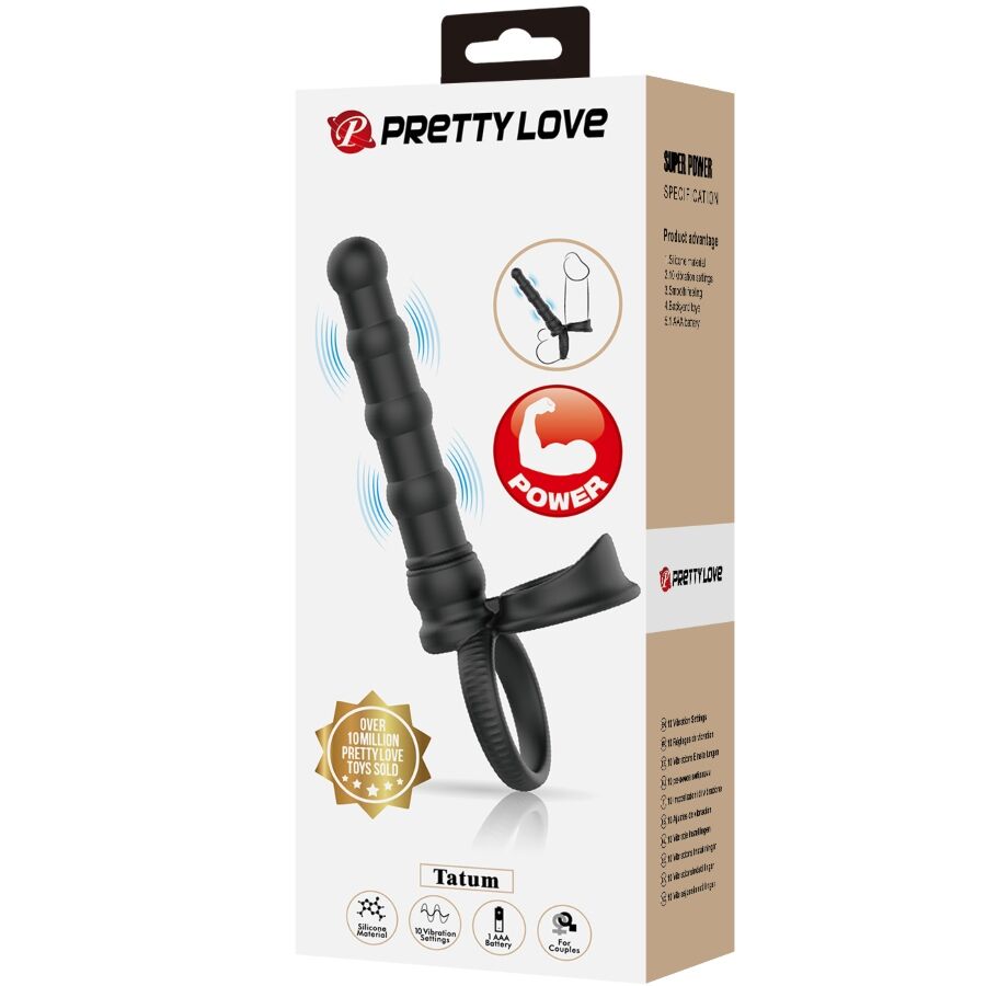 Anneau pénien vibrant avec plug anal 10 vibrations — PRETTY LOVE