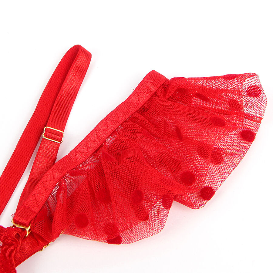 BH- und Strumpfhalter-Set aus roter Spitze — SUBBLIME SETS