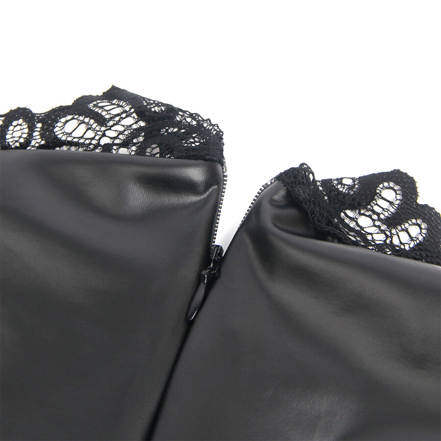 Robe en cuir noir avec col dentelle — SUBBLIME DRESSES