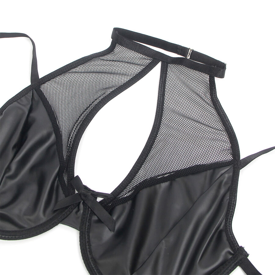 Ensemble soutien-gorge et jupe en cuir noir — SUBBLIME SETS