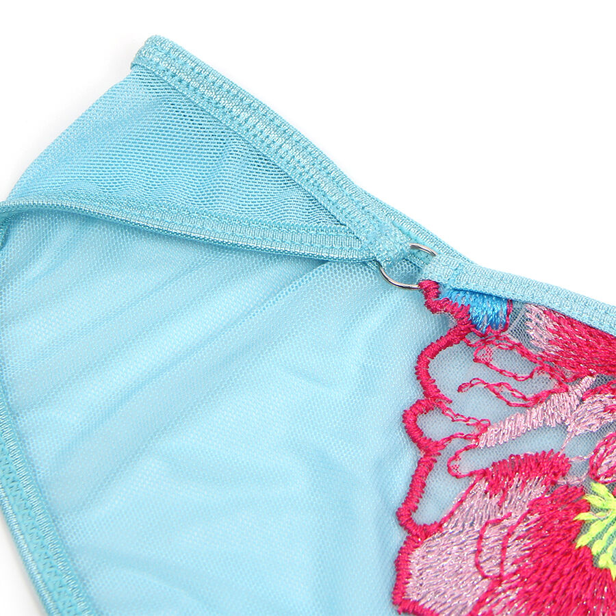 Ensemble soutien-gorge et porte-jarretelles brodé fleurs rose — SUBBLIME SETS