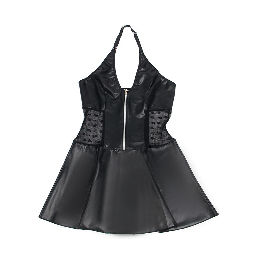 Robe en similicuir noir à fermeture éclair cœur — Subblime Dresses