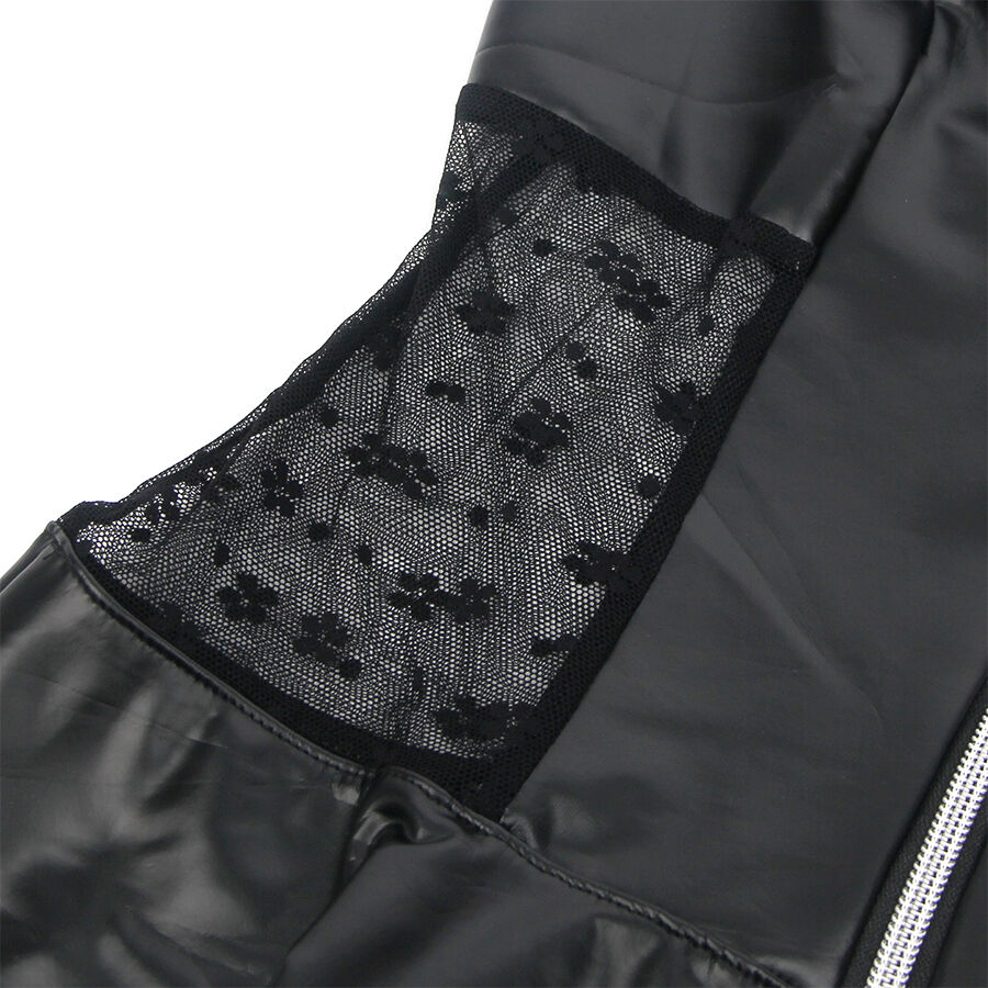 Robe en similicuir noir à fermeture éclair cœur et dentelle — SUBBLIME DRESSES