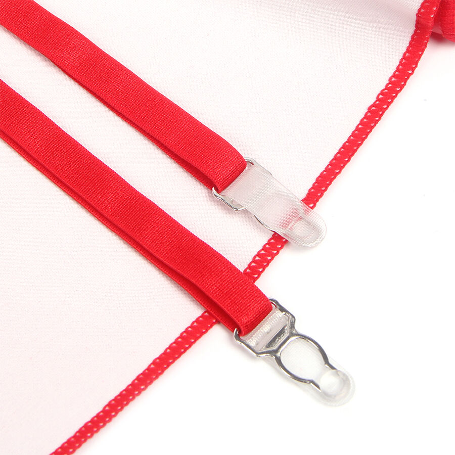 Robe en cuir et dentelle rouge avec porte-jarretelles — SUBBLIME DRESSES