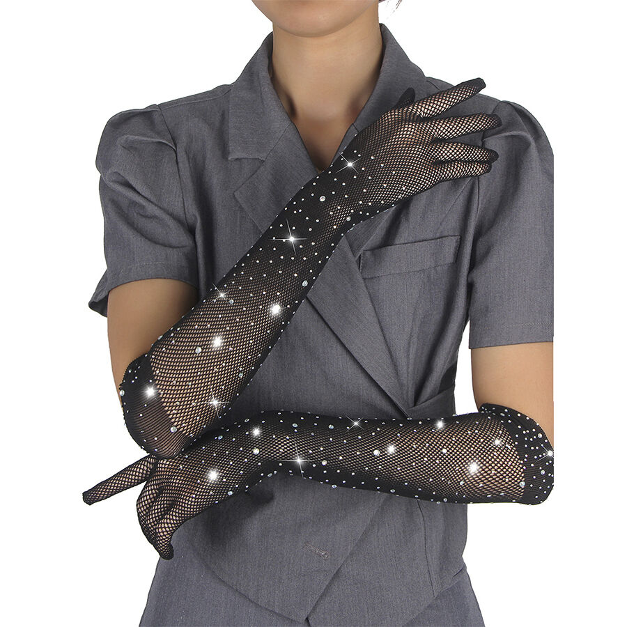 Gants transparents pailletés noirs taille S/M — SUBBLIME ACCESORIES