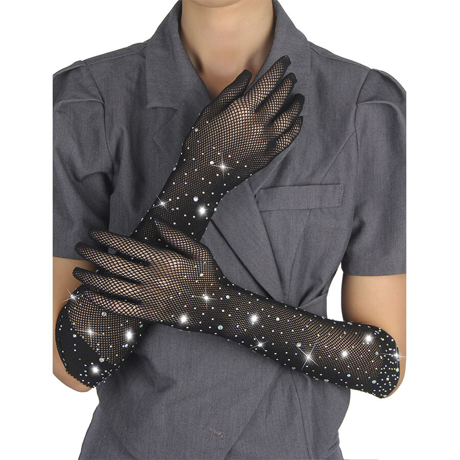 Gants transparents pailletés noirs taille S/M — SUBBLIME ACCESORIES