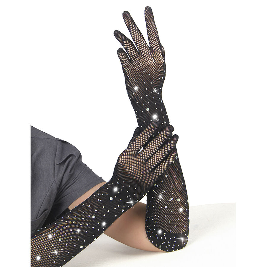 Gants transparents pailletés noirs taille S/M — SUBBLIME ACCESORIES