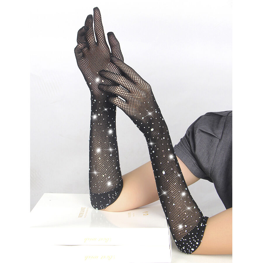 Gants transparents pailletés noirs taille S/M — SUBBLIME ACCESORIES