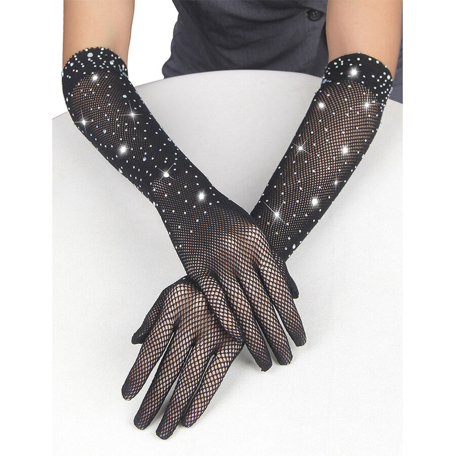 Gants transparents pailletés noirs taille S/M — SUBBLIME ACCESORIES