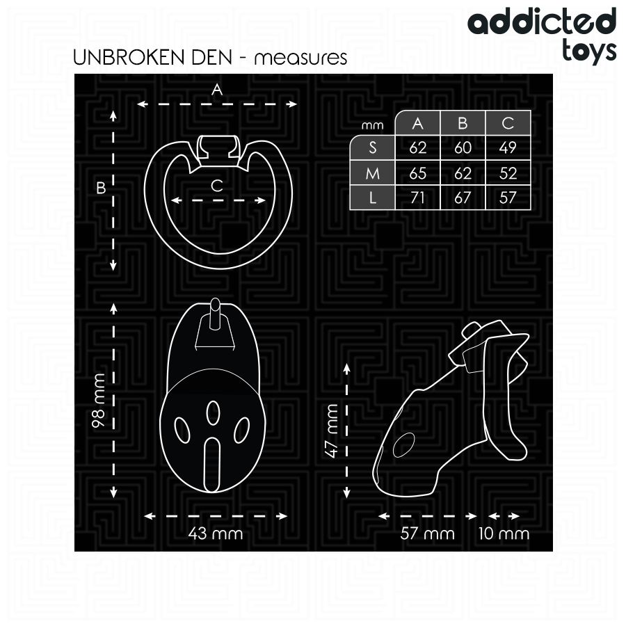 Cage de chasteté ajustable Unbroken Den 9,8 cm — ADDICTED TOYS LOCKED
