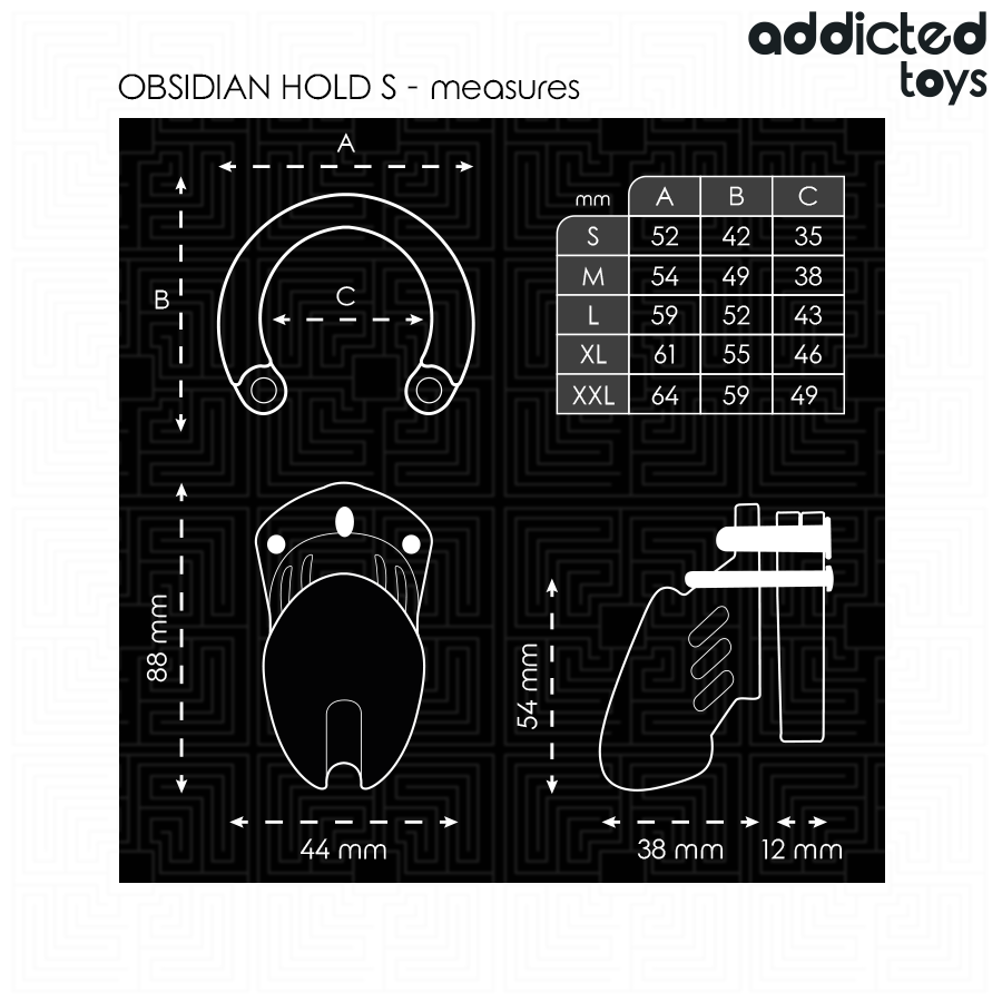 Cage de chasteté Obsidian Hold, taille S — ADDICTED TOYS LOCKED