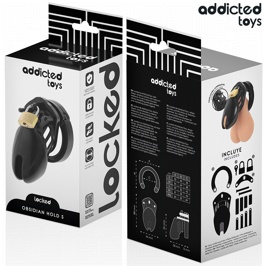 Cage de chasteté Obsidian Hold, taille S — ADDICTED TOYS LOCKED