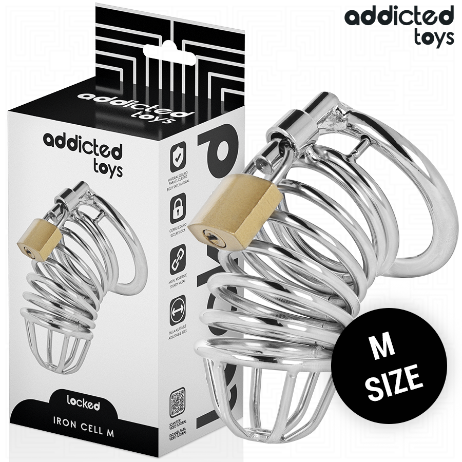 Cage de chasteté métallique verrouillable taille M — ADDICTED TOYS LOCKED