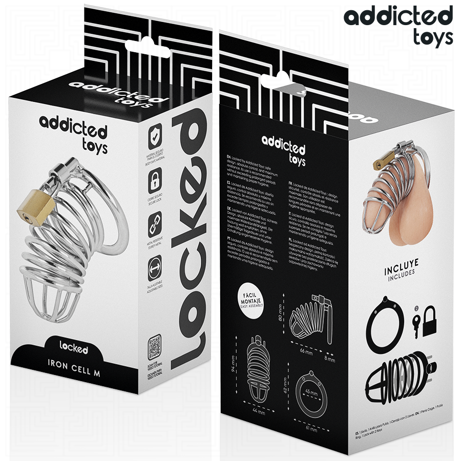 Cage de chasteté métallique verrouillable taille M — ADDICTED TOYS LOCKED