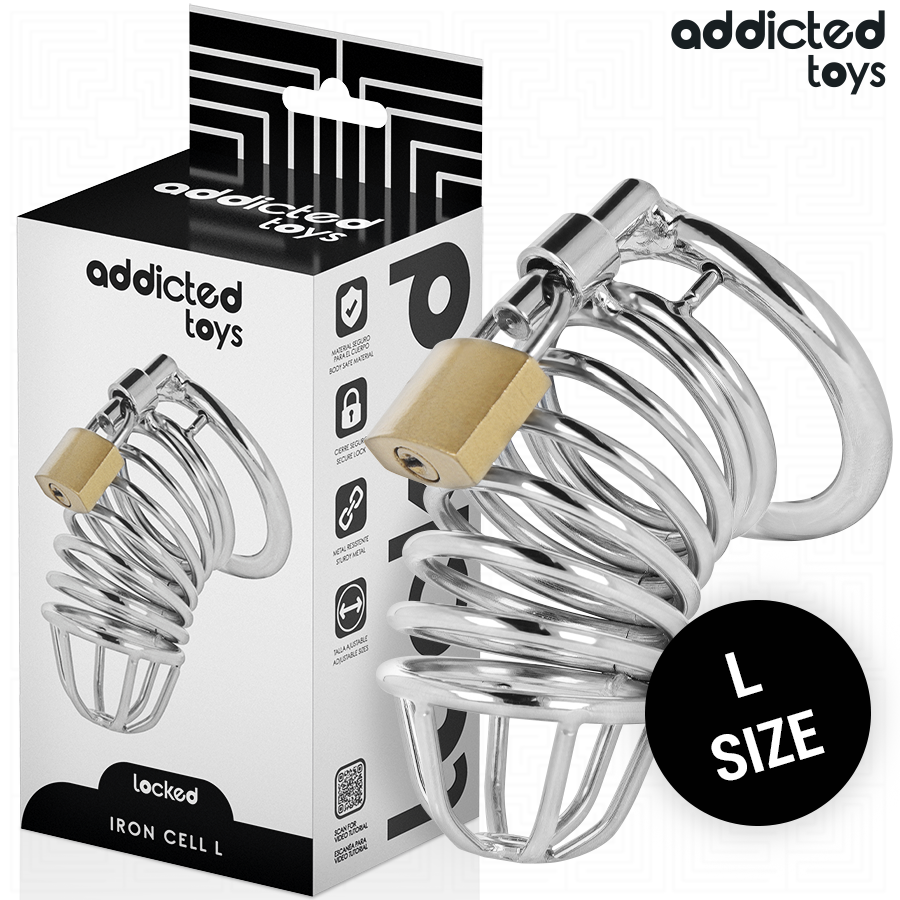 Cage de chasteté métallique Iron Cell taille L — ADDICTED TOYS LOCKED