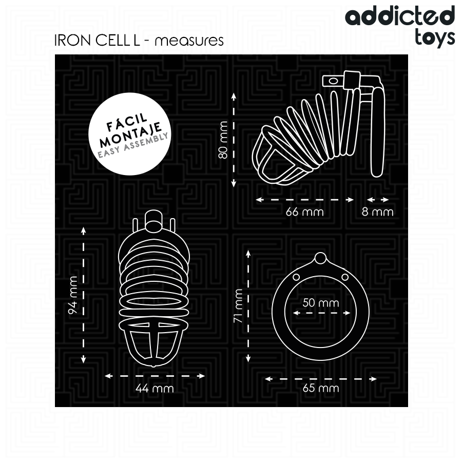 Cage de chasteté métallique Iron Cell taille L — ADDICTED TOYS LOCKED