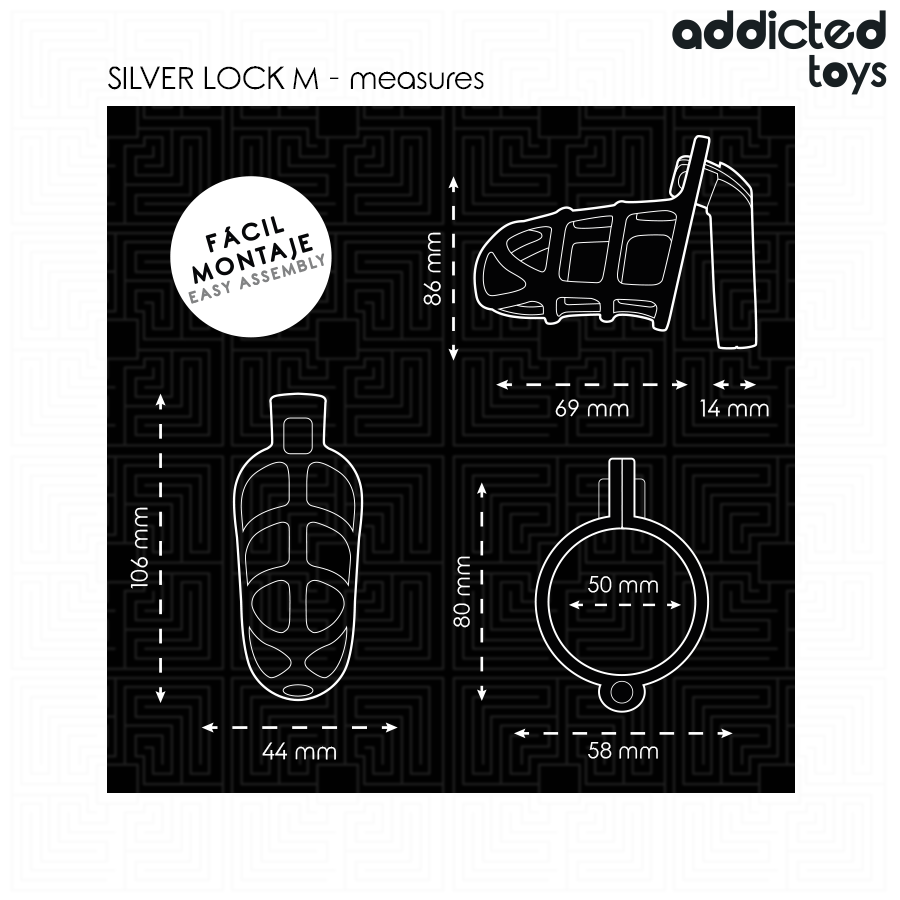 Cage à pénis métal avec verrou argent taille M — ADDICTED TOYS LOCKED