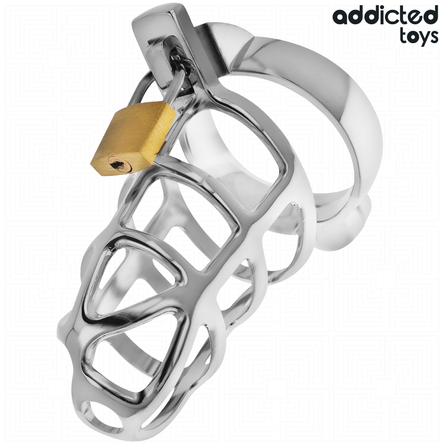 Cage de chasteté en métal avec verrou argenté taille S — ADDICTED TOYS LOCKED