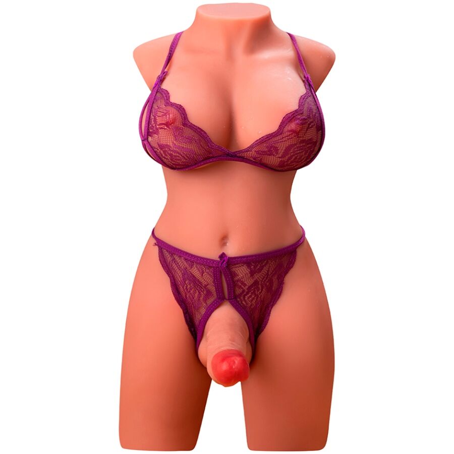 Tronco feminino realista vibrante com impulso automático 55 cm — XISE