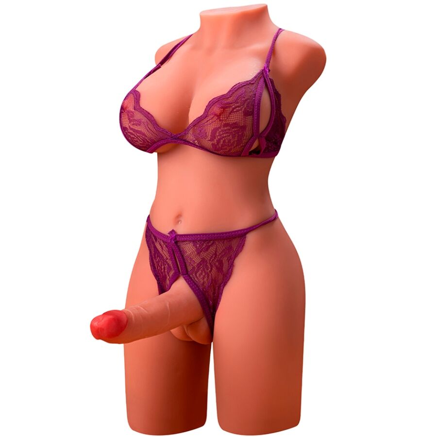 Tronco feminino realista vibrante com impulso automático 55 cm — XISE