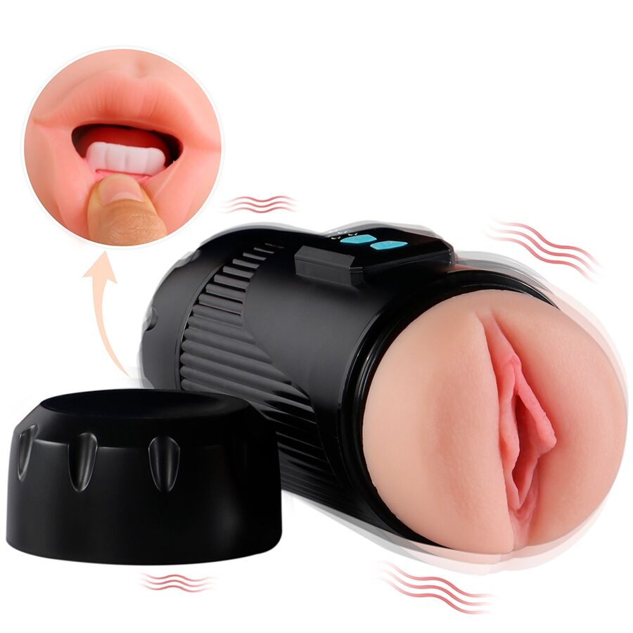 Masturbateur double stimulation bouche et vagin vibrant — SHEQU