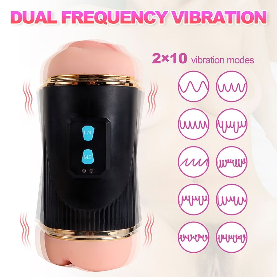 Masturbateur double stimulation bouche et vagin vibrant — SHEQU