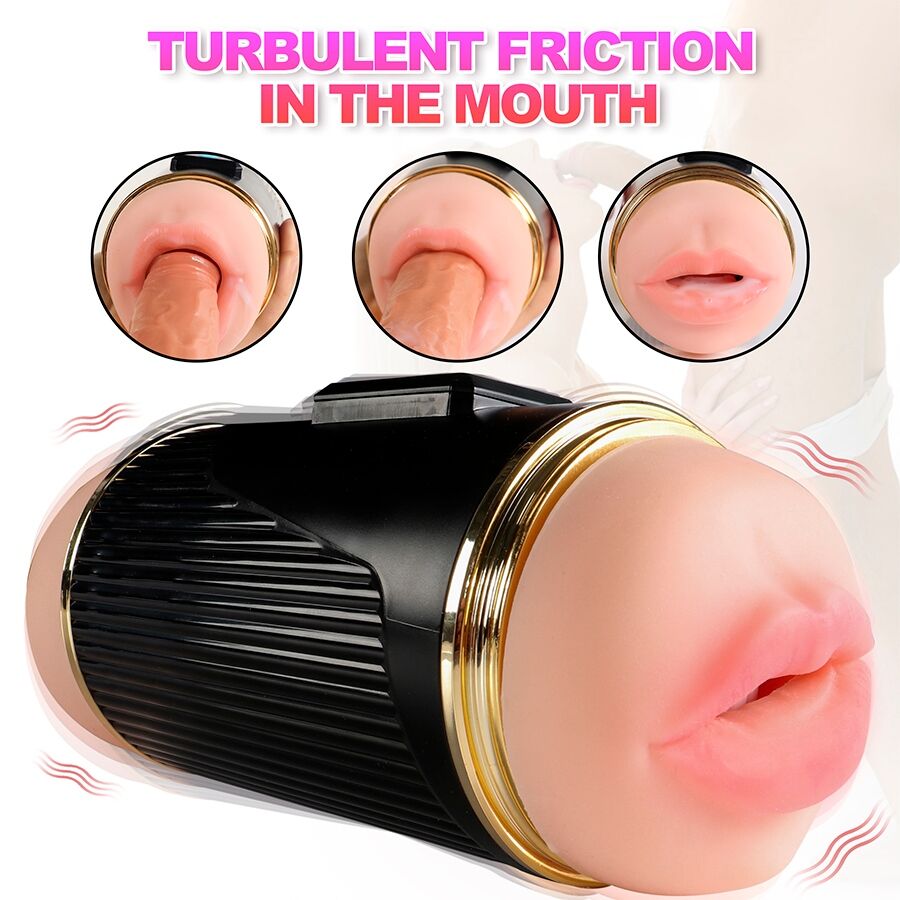 Masturbateur double stimulation bouche et vagin vibrant — SHEQU