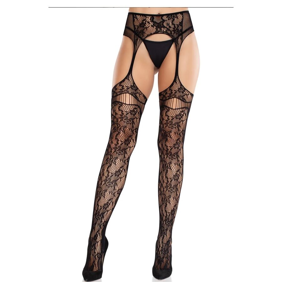 Bas résille en dentelle avec jarretelles intégrées — LEG AVENUE HOSIERY