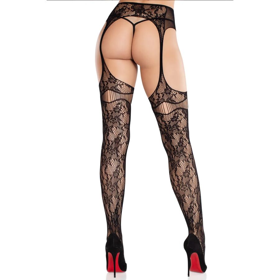 Bas résille en dentelle avec jarretelles intégrées — LEG AVENUE HOSIERY