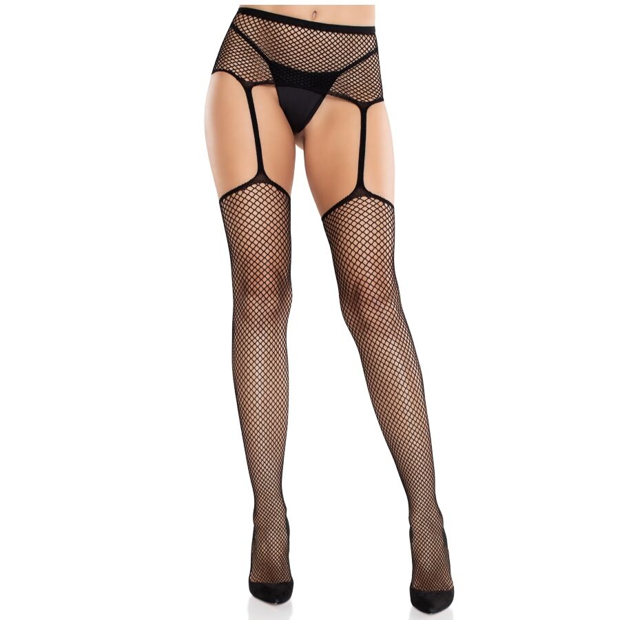 Bas dentelle résille et porte-jarretelles — LEG AVENUE HOSIERY