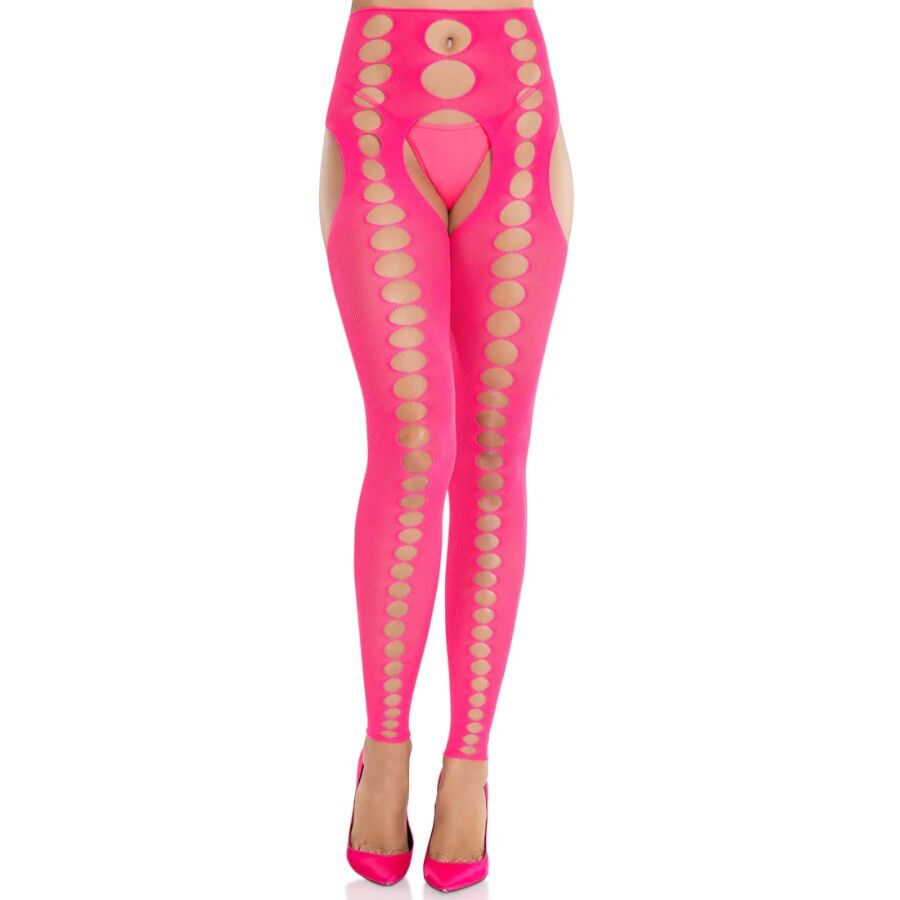 Bas opaques sans bretelles et sans couture rose fluo — LEG AVENUE HOSIERY