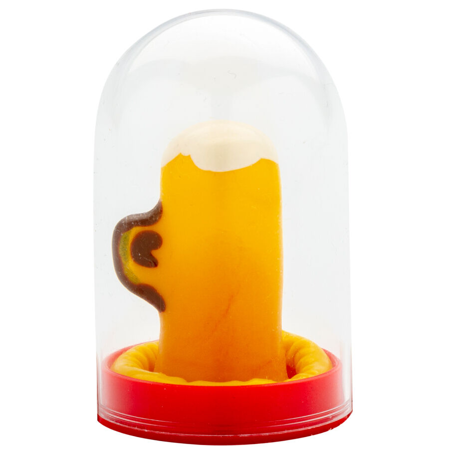 Préservatif fantaisie peint à la main verre de bière — CONDOMERIE