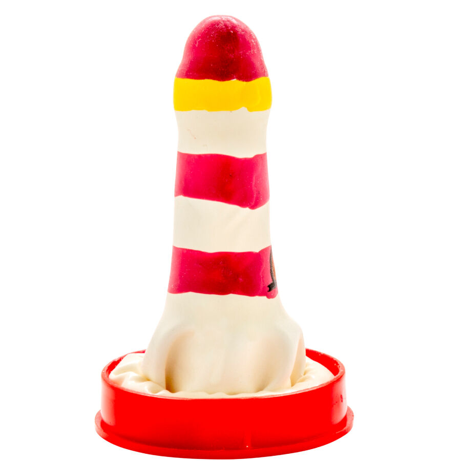 Preservativo artístico pintado a mano faro — CONDOMERIE