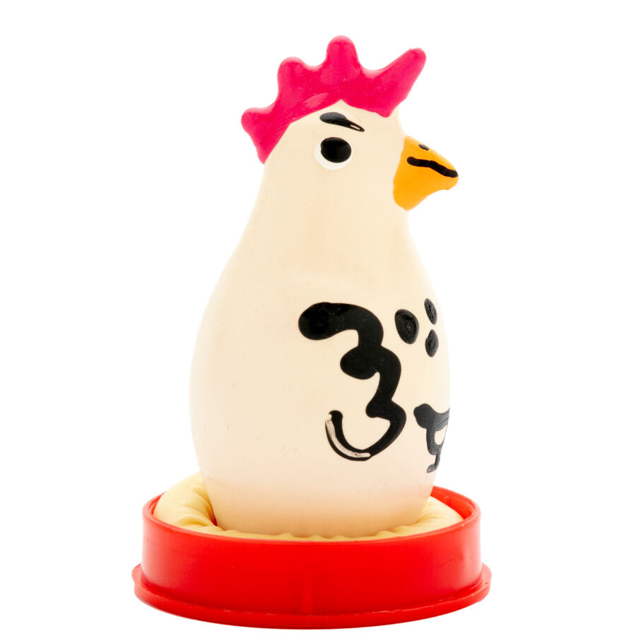 Preservativo di fantasia dipinto a mano con motivo gallo — CONDOMERIE