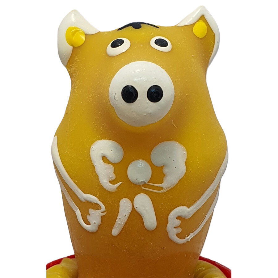 Préservatif fantaisie peint à la main motif cochon assis jaune — CONDOMERIE