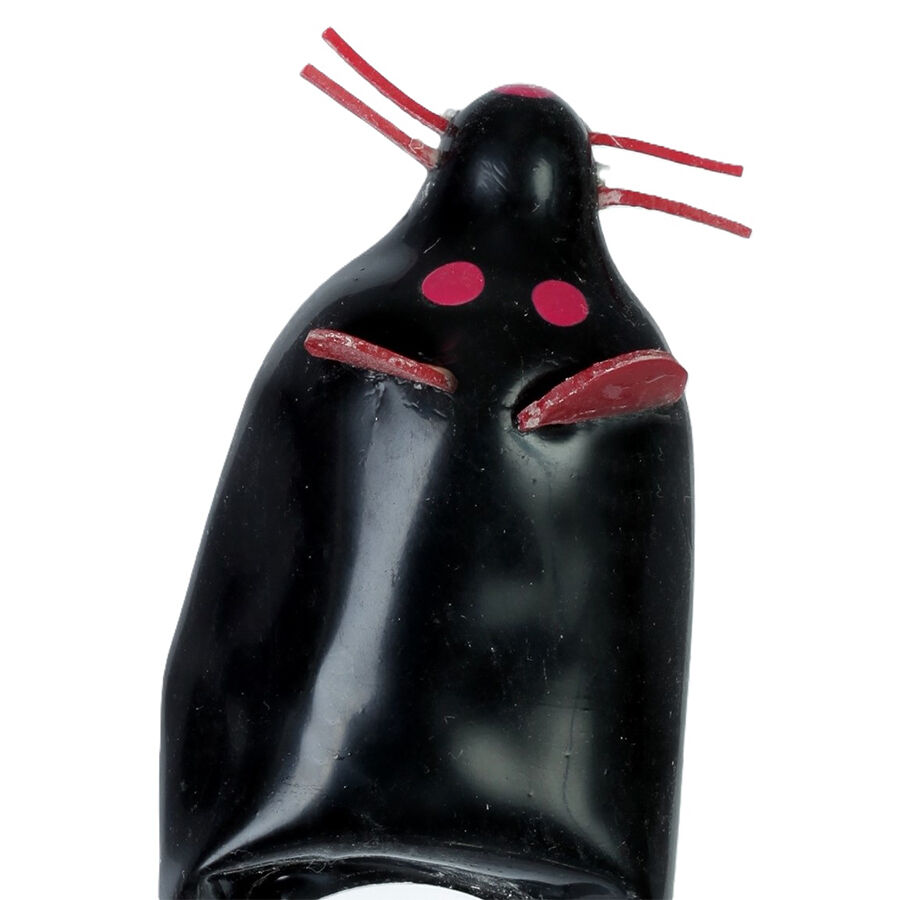 Préservatif fantaisie peint à la main Souris Noire XL — CONDOMERIE