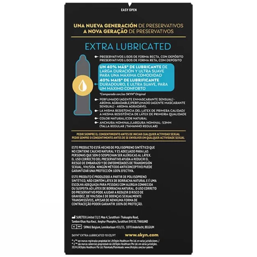 Préservatifs extra-lubrifiés, boîte de 10 — SKYN