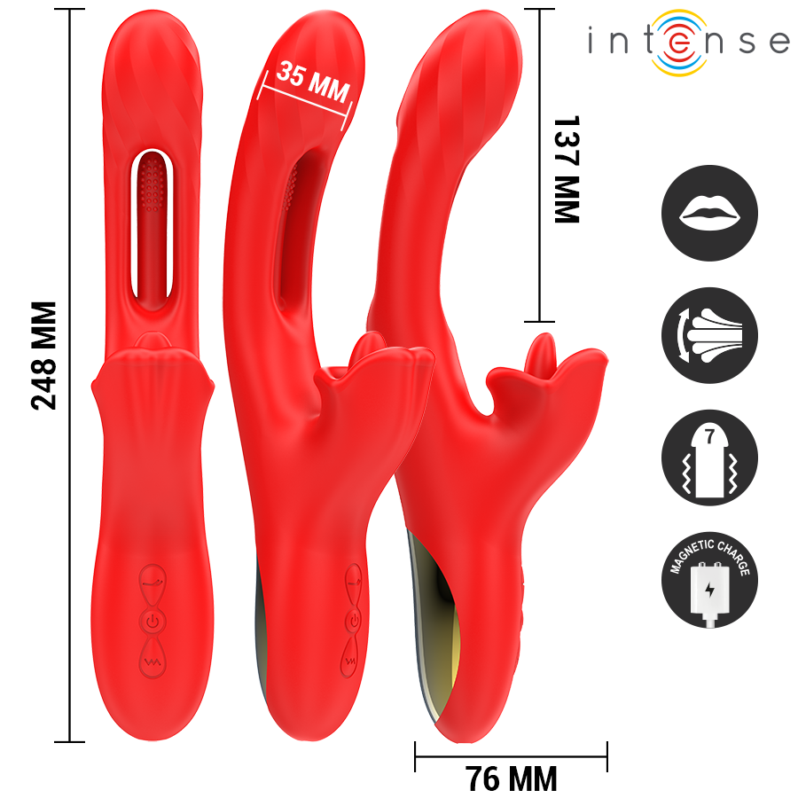Vibrateur multifonction avec stimulation clitoridienne rotative — INTENSE HIGH TECH