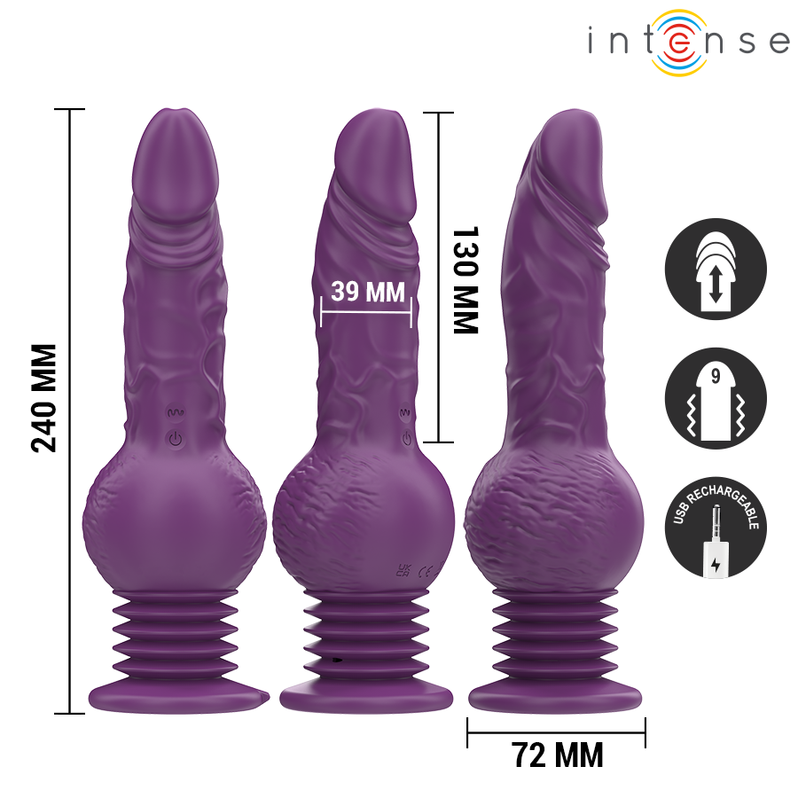 Vibromasseur multifonction Tatum avec mouvement up & down 24 cm — INTENSE HIGH TECH