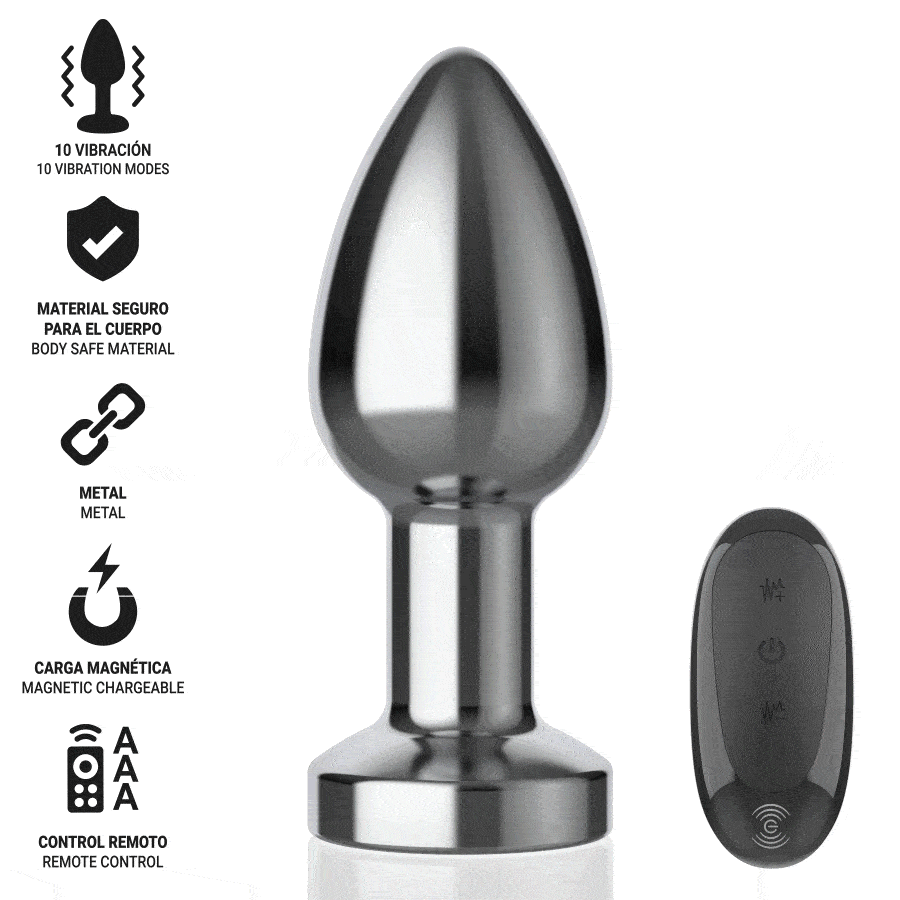 Plug anal vibrant en métal 10 modes avec télécommande, taille M — INTENSE ANAL TOYS