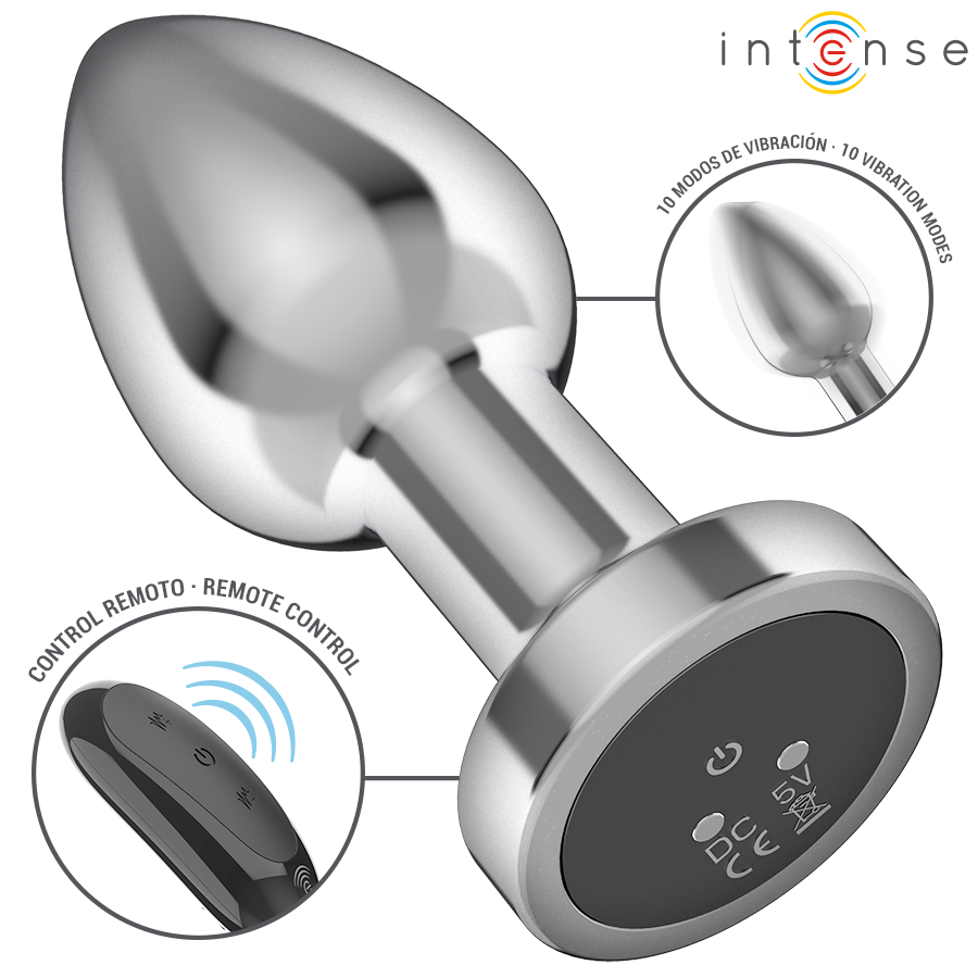Plug anal vibrant en métal 10 modes avec télécommande, taille M — INTENSE ANAL TOYS