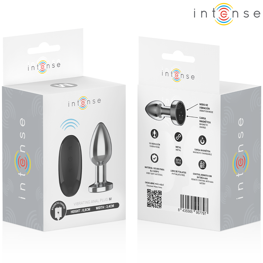 Plug anal vibrant en métal 10 modes avec télécommande, taille M — INTENSE ANAL TOYS