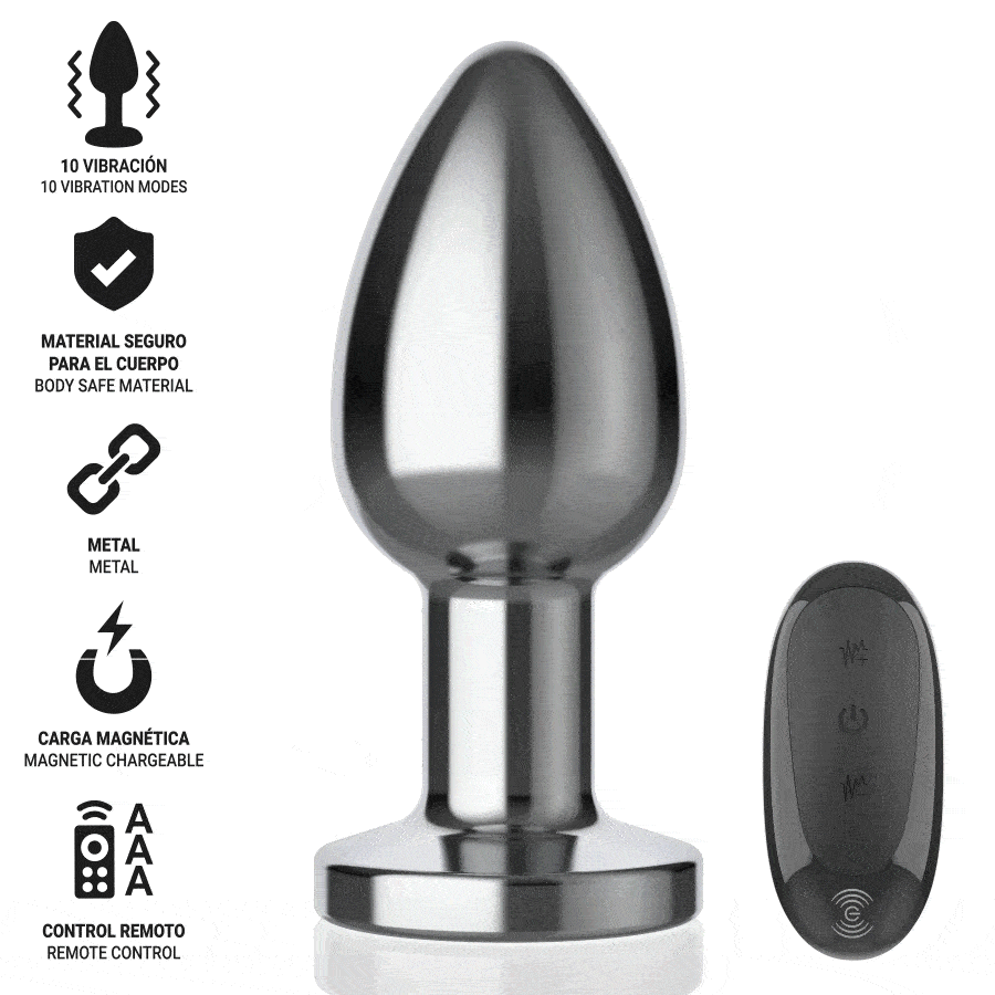 Plug anal vibrant métal 10 modes avec télécommande taille L — INTENSE ANAL TOYS