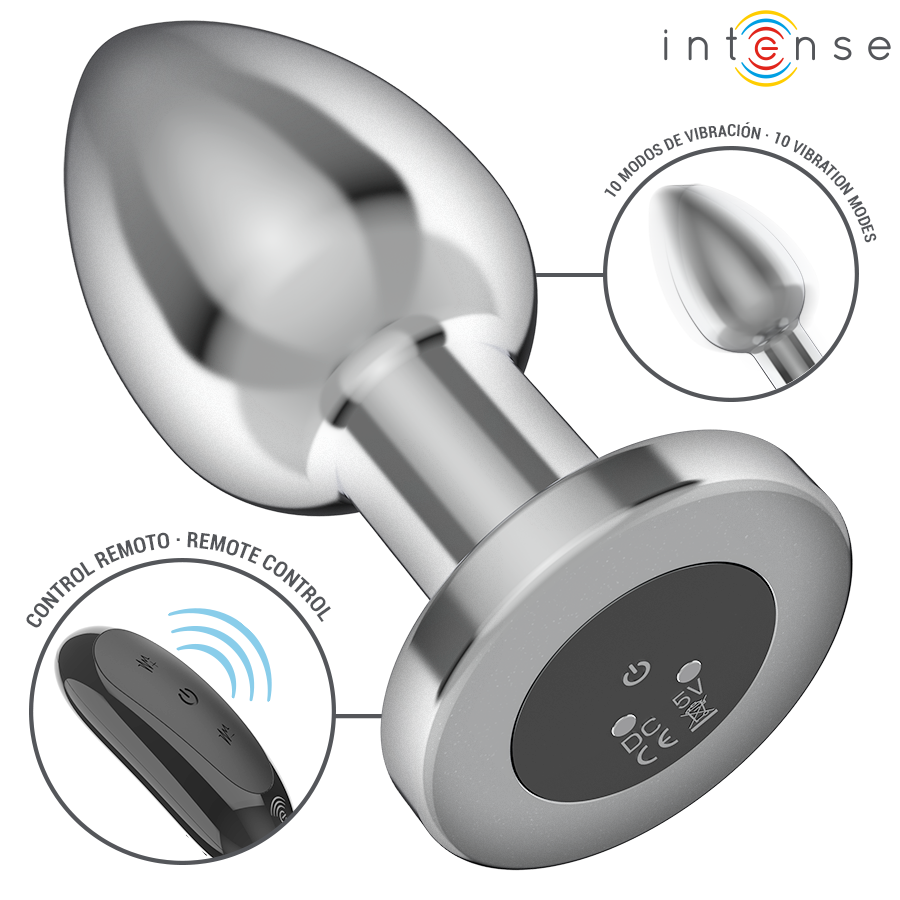 Plug anal vibrant métal 10 modes avec télécommande taille L — INTENSE ANAL TOYS