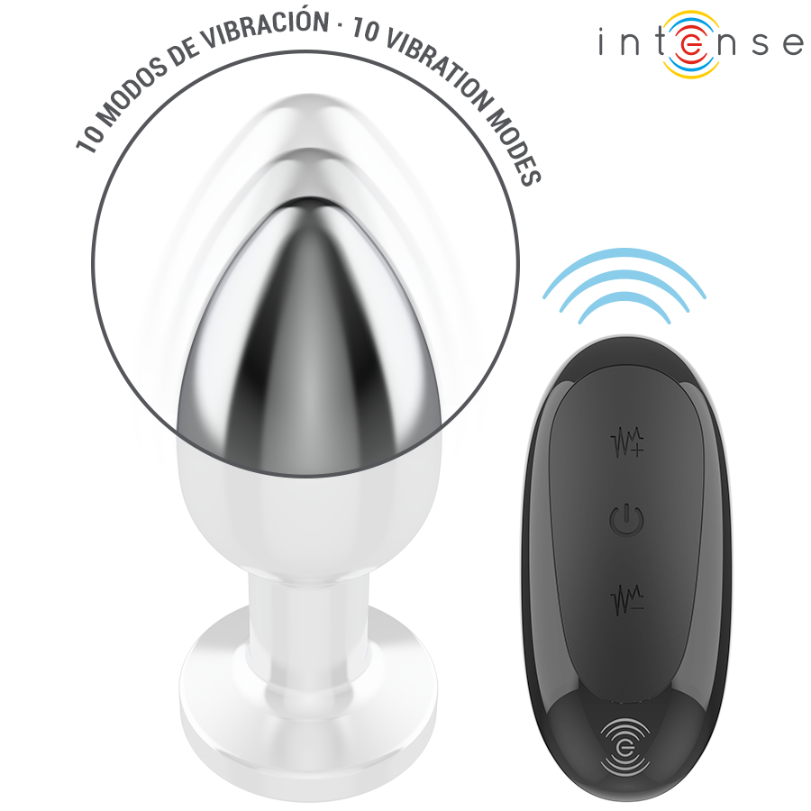 Plug anal vibrant métal 10 modes avec télécommande taille L — INTENSE ANAL TOYS