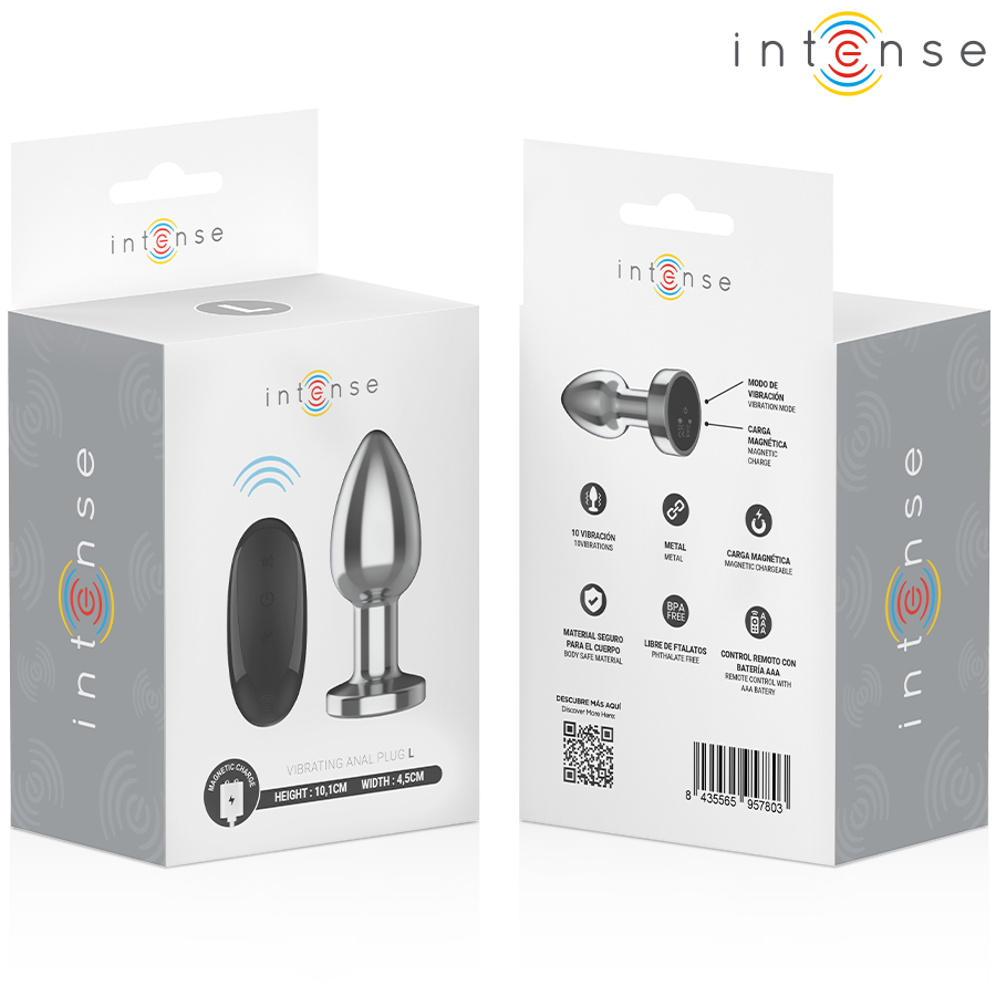Plug anal vibrant métal 10 modes avec télécommande taille L — INTENSE ANAL TOYS